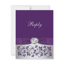 Cartão de Resposta de Casamento com Rolo Floral Ro