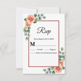Cartão de Resposta de Casamento com Rosa em Aquare