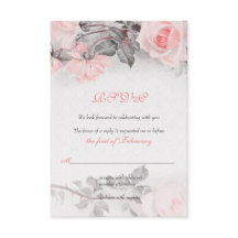 Cartão de Resposta de Casamento com Rosas Rosa Ant