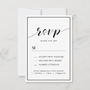 Cartão de Resposta de Casamento com Tipografia Mod