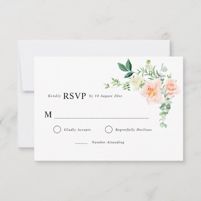 cartão de resposta de casamento com verde floral d (Frente)