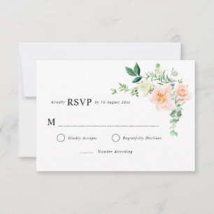 cartão de resposta de casamento com verde floral d