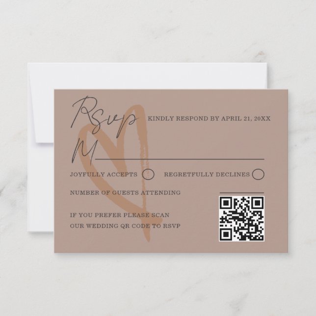 Cartão de Resposta de Casamento Coração de Terraco (Frente)