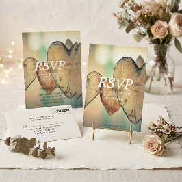 Cartão de Resposta de Casamento Corações Bokeh Rús