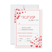 Cartão de Resposta de Casamento Corações Rosa Suav