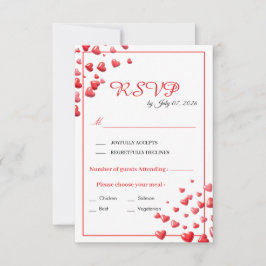 Cartão de Resposta de Casamento Corações Rosa Suav