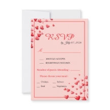 Cartão de Resposta de Casamento Corações Vermelhos