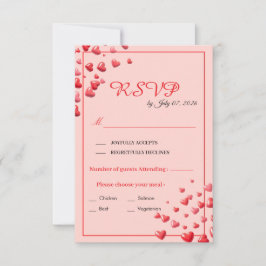 Cartão de Resposta de Casamento Corações Vermelhos