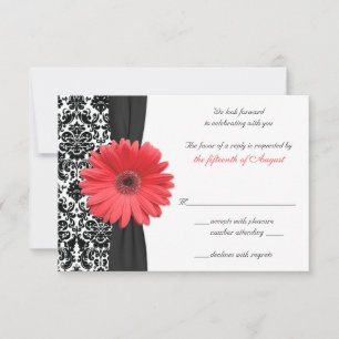 Cartão de Resposta de Casamento Coral Gerber Daisy