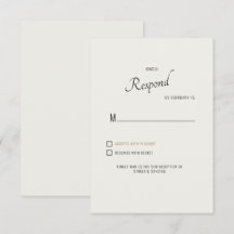Cartão de Resposta de Casamento Creme Moderno Font
