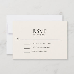 Cartão de Resposta de Casamento Creme Rosa Tímido