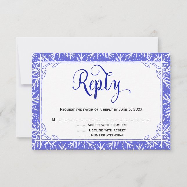 Cartão de Resposta de Casamento Cristão Flocos de  (Frente)