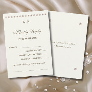 Cartão de Resposta de Casamento Cristão Ivory Pear