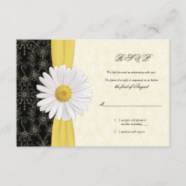 Cartão de Resposta de Casamento Dália Preto Amarel