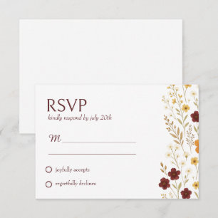 Cartão de Resposta de Casamento de Boho de Flores 