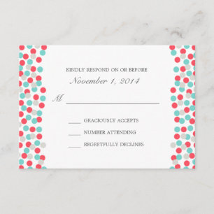 Cartão de Resposta de Casamento de Bolinhas Aqua e