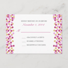 Cartão de Resposta de Casamento de Bolinhas Roxo e