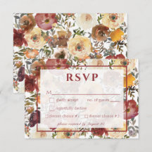 Cartão de Resposta de Casamento de Buquês de Cores