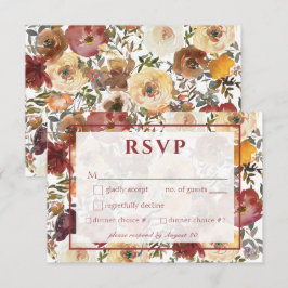 Cartão de Resposta de Casamento de Buquês de Cores