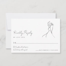 Cartão de Resposta de Casamento de Casal com Arte 