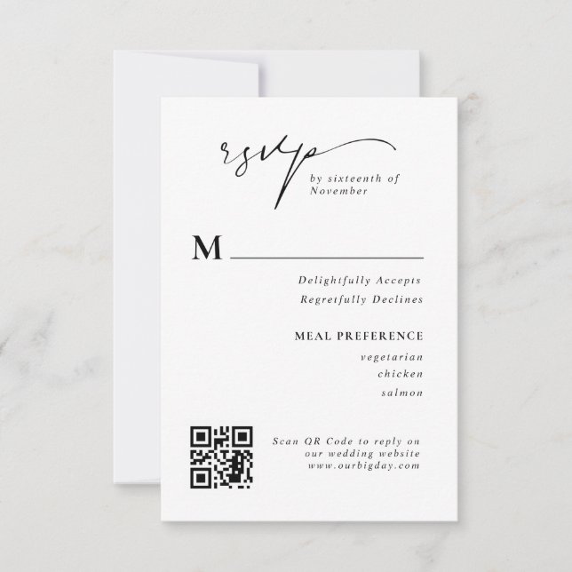 Cartão de Resposta de Casamento de Código QR de RS (Frente)