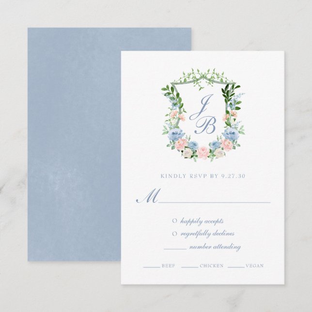 Cartão de Resposta de Casamento de Derrame Azul Du (Frente/Verso)