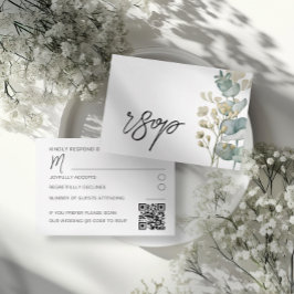 Cartão de Resposta de Casamento de Eucalipto Botân