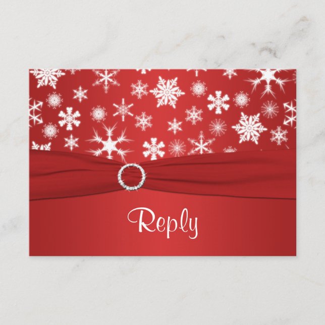 Cartão de Resposta de Casamento de Flocos de Neve  (Frente)