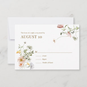 Cartão de Resposta de Casamento de Flor Selvagem d