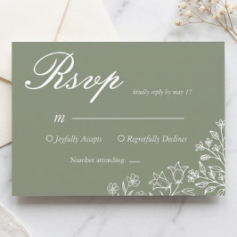 Cartão de Resposta de Casamento de Flor Silvestre 