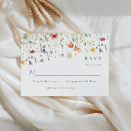 Cartão de Resposta de Casamento de Flor Silvestre 