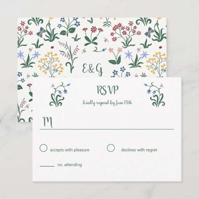 Cartão de Resposta de Casamento de Flores Brancas  (Frente/Verso)