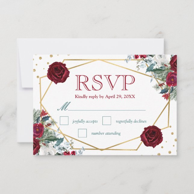 Cartão de Resposta de Casamento de Flores de Inver (Frente)