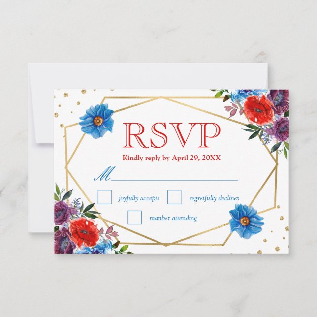Cartão de Resposta de Casamento de Flores de Verão (Frente)