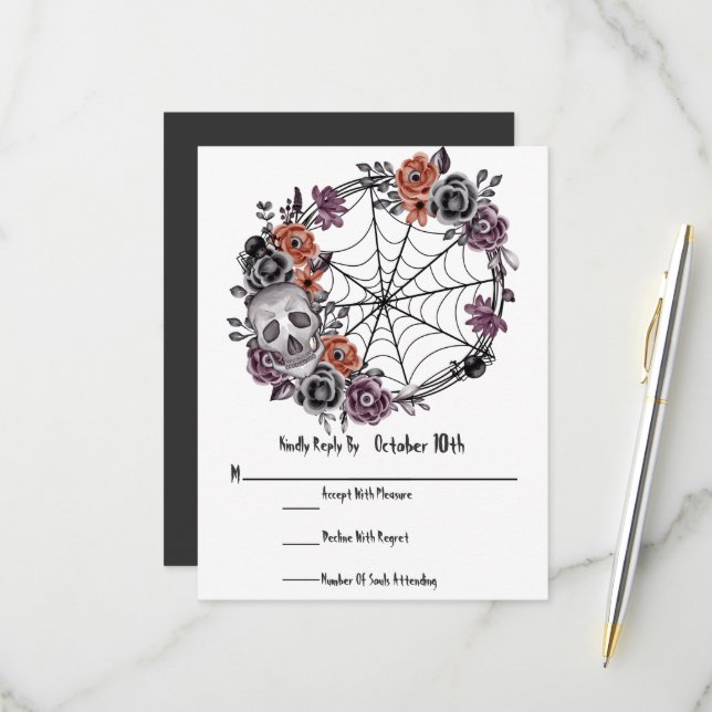 Cartão de Resposta de Casamento de Flores Más Tudo (Frente/Verso In Situ)