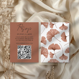 Cartão de Resposta de Casamento de Folha de Ginkgo