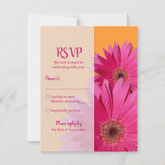 Cartão de Resposta de Casamento de Gerbera - Cor -