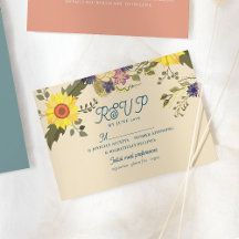 Cartão de Resposta de Casamento de Girassol Botâni