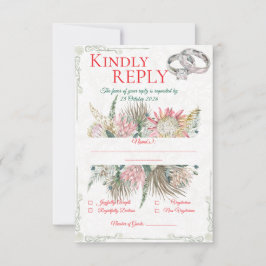 Cartão de Resposta de Casamento de Grama dos Pampa