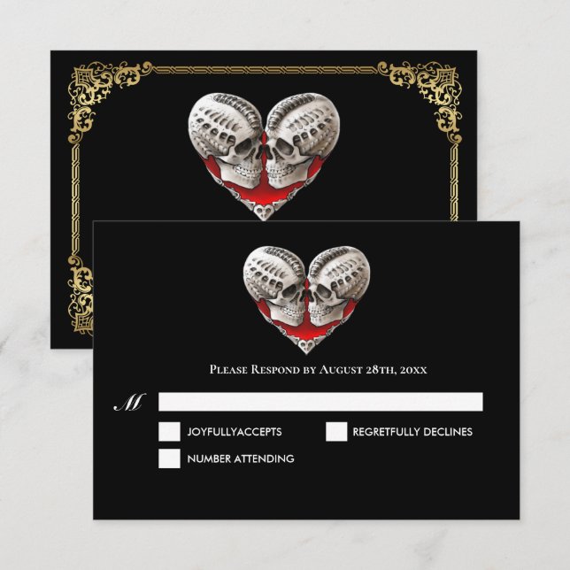 Cartão de Resposta de Casamento de Halloween Dark  (Frente/Verso)