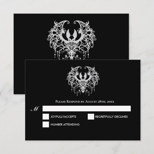 Cartão de resposta de casamento de Halloween gótic (Frente/Verso)