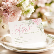 Cartão de Resposta de Casamento de Hortênsia Rosa