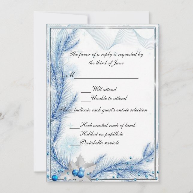 Cartão de Resposta de Casamento de Inverno de Pinh (Frente)