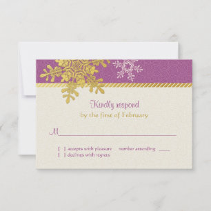 Cartão de Resposta de Casamento de Inverno Floco d