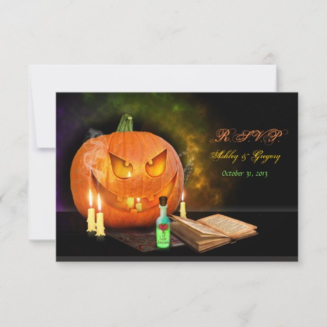 Cartão de Resposta de Casamento de Jack O'Lantern  (Frente)