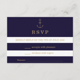 Cartão de resposta de casamento de listras náutica