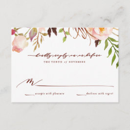 Cartão de Resposta de Casamento de Marsala e Boho