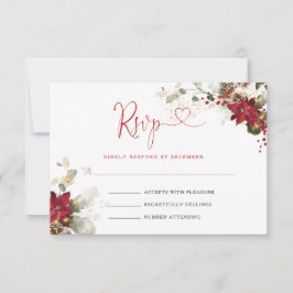 Cartão de Resposta de Casamento de Natal com Flora