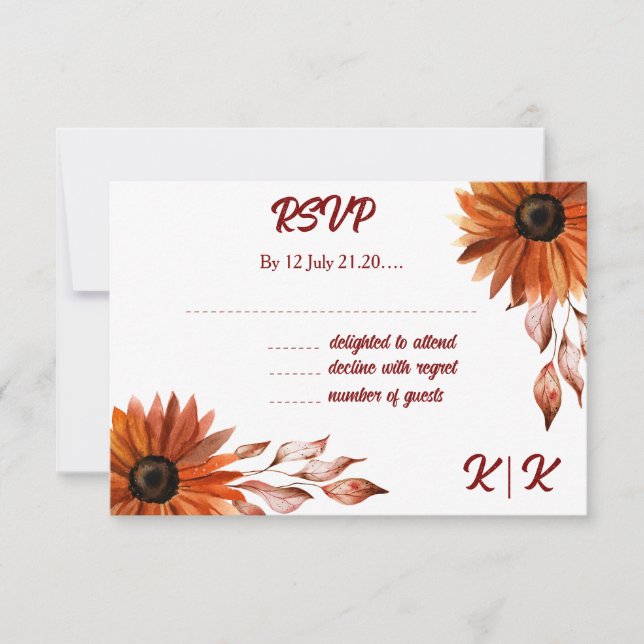 Cartão de Resposta de Casamento de outono Rustic&C (Frente)