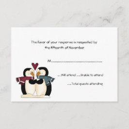 Cartão de Resposta de Casamento de Pinguins